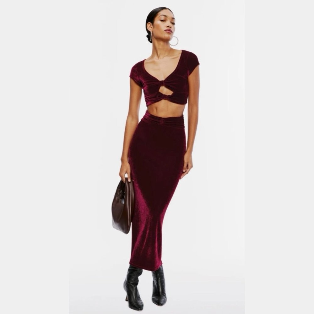 REFORMATION Red Velvet 'Lois/Moritz' Skirt SET